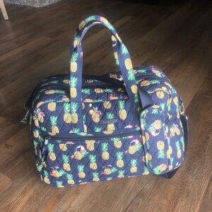 Vera Bradley Navy Pineapple Quilted Weekender Bag